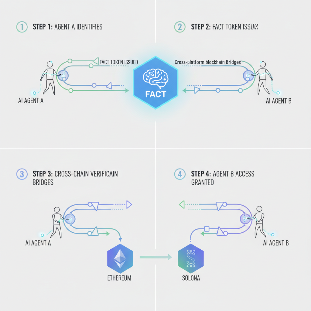 FACT token certifying AI agent identity, cross-platform blockchain bridges