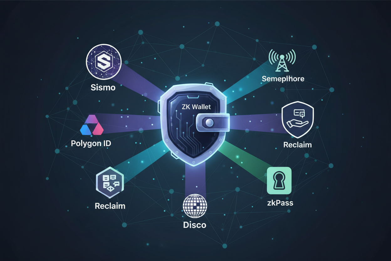 Abstract illustration of a locked ZK privacy wallet shielding user data with zero-knowledge proofs while granting secure DeFi access